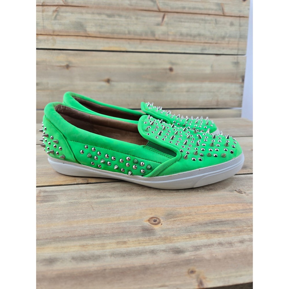 Jeffrey Campbell Havana Last Neon Green Spiked Studded Slip On Sneakers Women 11